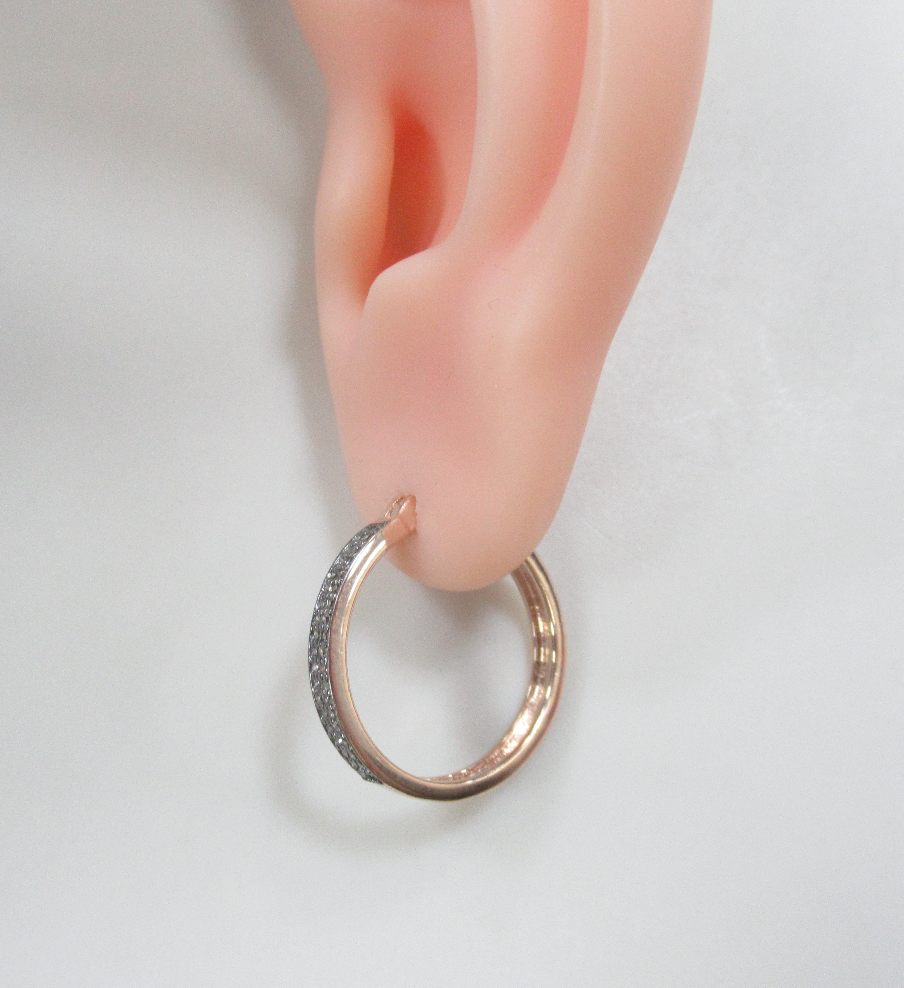 Серебряные серьги-конго с коньячными бриллиантами